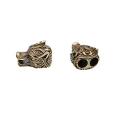 European American Bronze Wolf Head Carved Jewelry Fit Men's Bracelet