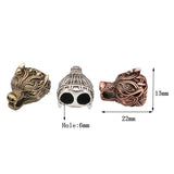 European American Bronze Wolf Head Carved Jewelry Fit Men's Bracelet