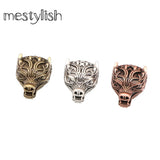 European American Bronze Wolf Head Carved Jewelry Fit Men's Bracelet