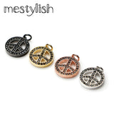 High Peace & OM Charms Micro Pave Zircon Pendant for DIY Bracelet Jewelry