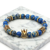 Sea Sediment Stone Beads Bracelet Cubic Zircon Crown DIY Jewelry Gift