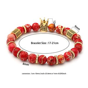 Sea Sediment Stone Beads Bracelet Cubic Zircon Crown DIY Jewelry Gift