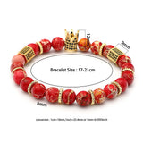 Sea Sediment Stone Beads Bracelet Cubic Zircon Crown DIY Jewelry Gift