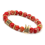 Sea Sediment Stone Beads Bracelet Cubic Zircon Crown DIY Jewelry Gift