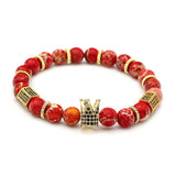 Sea Sediment Stone Beads Bracelet Cubic Zircon Crown DIY Jewelry Gift