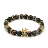 Sea Sediment Stone Beads Bracelet Cubic Zircon Crown DIY Jewelry Gift