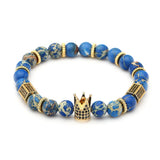 Sea Sediment Stone Beads Bracelet Cubic Zircon Crown DIY Jewelry Gift