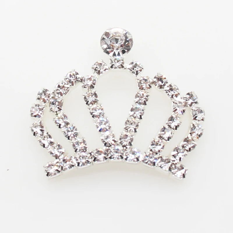Metal 10pcs Crown Rhinestone for DIY Clothing Hairpin Wedding