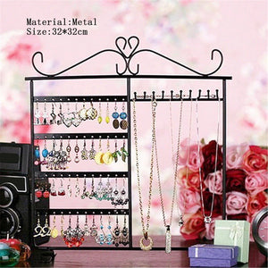 Metal 4 Tiers Earring Hanging Holder Jewelry Organizer Tower Stand