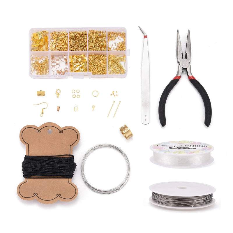 Metal Accessories Sets Jewelry Findings Tools Crimp Beads Lobster Clasps