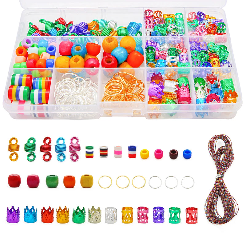 Metal African Hair Rings Beads Cuffs Tubes Charms Dreadlock Hair Braiding Kit