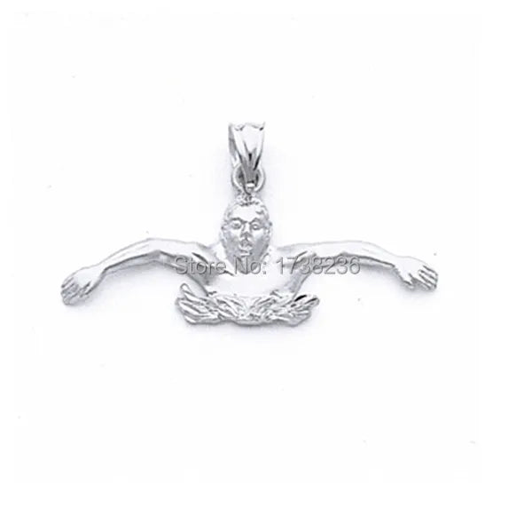 Metal Alloy Swimmer Figure Silhouette Charm for DIY Jewelry