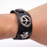 Studded Punk Hexagram Leather Bracelet Cuff Bangle