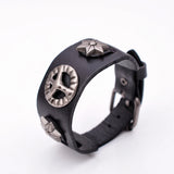 Studded Punk Hexagram Leather Bracelet Cuff Bangle