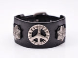 Studded Punk Hexagram Leather Bracelet Cuff Bangle