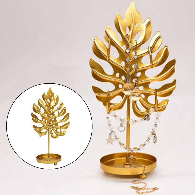Metal Leaf Shape Jewelry Organizer Display Rack for Ornaments