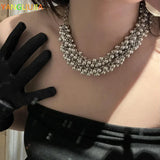 Metal Ball Necklace Hip-hop Punk Collarbone Chain Wedding Accessories