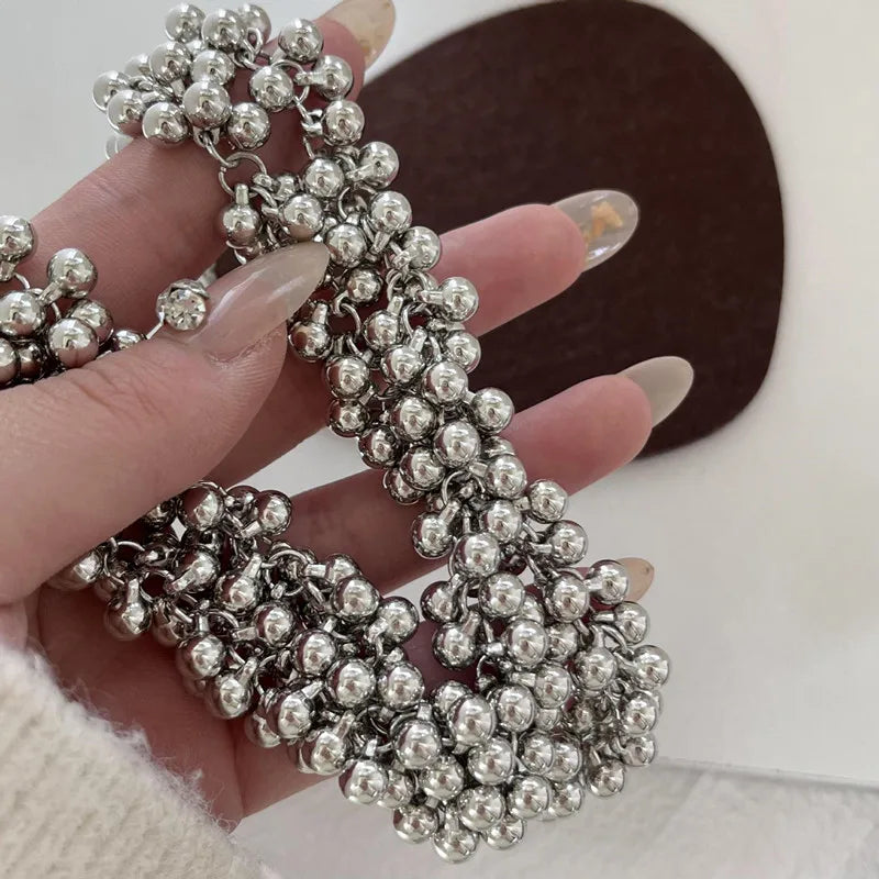 Metal Ball Necklace Hip-hop Punk Collarbone Chain Wedding Accessories