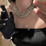 Metal Ball Necklace Hip-hop Punk Collarbone Chain Wedding Accessories