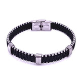 Metal Beads Charm Leather Bracelets for Women Chain Hand Woven Wrap