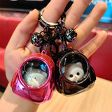 Metal Bear Schoolbag Night Light Keychain Pendant
