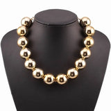 Metal Big Bead Pendant Women Necklace Copper Statement Choker Jewelry