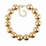 Metal Big Bead Pendant Women Necklace Copper Statement Choker Jewelry