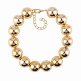 Metal Big Bead Pendant Women Necklace Copper Statement Choker Jewelry