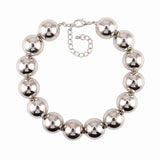 Metal Big Bead Pendant Women Necklace Copper Statement Choker Jewelry