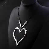 Heart Pendant Leather Rope Necklace Women Jewelry