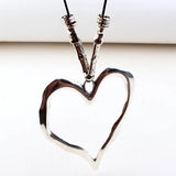 Heart Pendant Leather Rope Necklace Women Jewelry