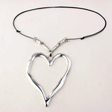 Heart Pendant Leather Rope Necklace Women Jewelry