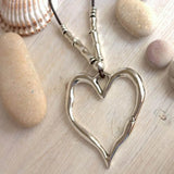 Heart Pendant Leather Rope Necklace Women Jewelry
