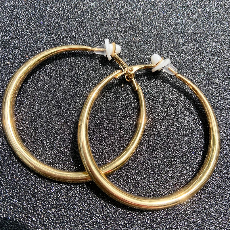 Metal Circle Ear Clips Exaggeration Earrings ER1012