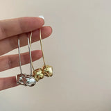 Metal Bluebells Pearl Earrings Long Tassel Earrings
