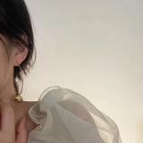 Metal Bluebells Pearl Earrings Long Tassel Earrings