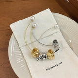 Metal Bluebells Pearl Earrings Long Tassel Earrings