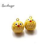 Metal Owl Jingle Bell Charms Keychain Bracelet Pendant