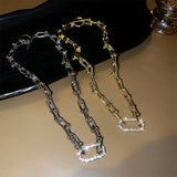 Titanium Steel Unisex Hip-Hop Necklaces Gothic Chunky Clavicle Chain