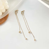 Chain Ball Earrings No Hole Ear Clips Tassels Clip On Earring