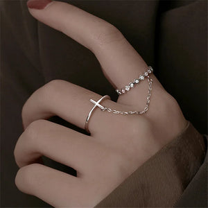 Metal Chain Cross Open Ring Hip-hop Punk Personality Index Finger Ring