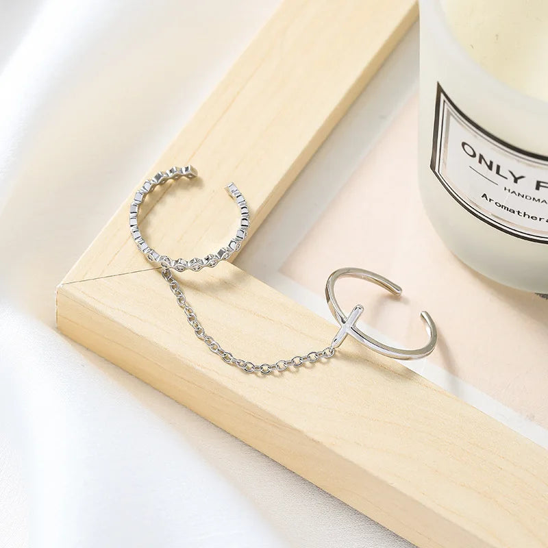 Metal Chain Cross Open Ring Hip-hop Punk Personality Index Finger Ring