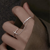 Metal Chain Cross Open Ring Hip-hop Punk Personality Index Finger Ring