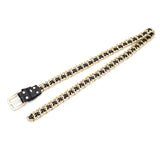 Metal Chain Leather Belt Silver Waistband for Dress Jeans Pants Woman