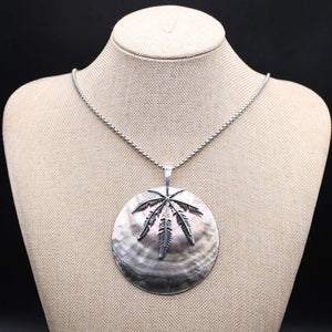 Metal Chain Shell Round Pendant Necklace Gift