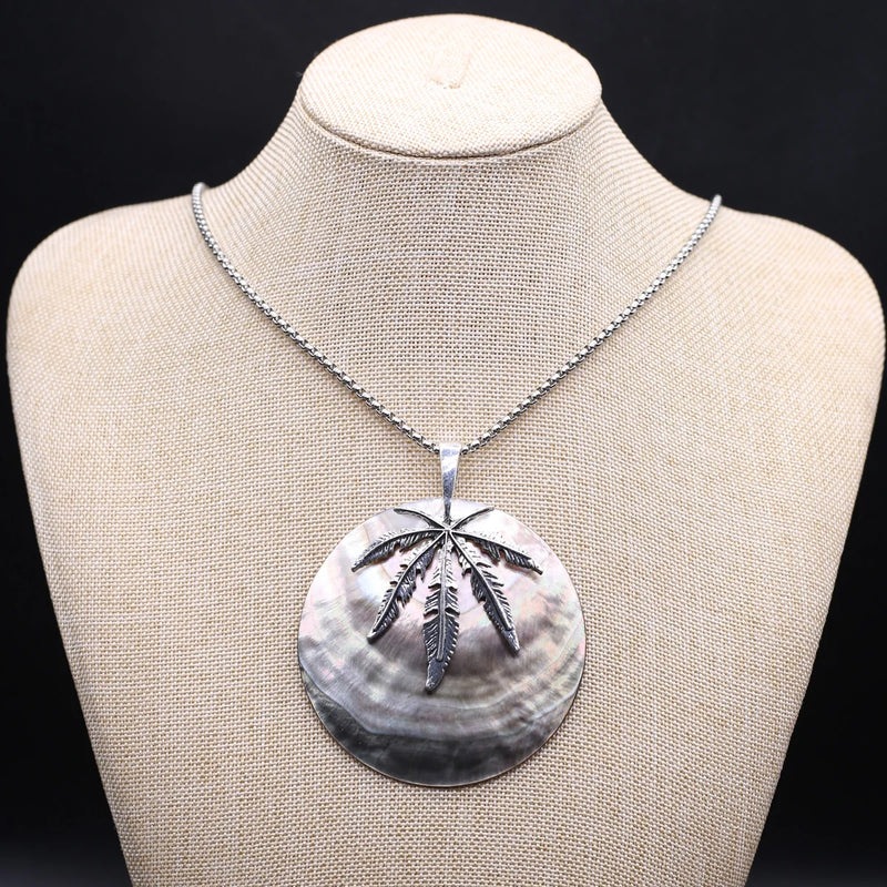 Metal Chain Shell Round Pendant Necklace Gift