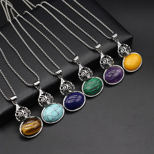 Metal Chain Green Aventurine Gourd Pendant Necklace Women's Jewelry