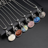Metal Chain Green Aventurine Gourd Pendant Necklace Women's Jewelry