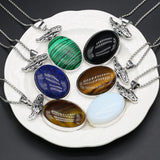 Egg Shaped Pendant Necklace Natural Stone Women's Jewelry