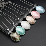 Egg Shaped Pendant Necklace Natural Stone Women's Jewelry